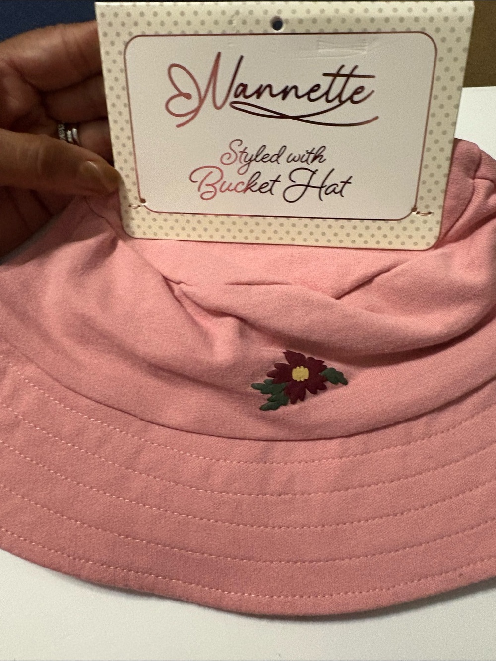 Nannette Dusty Pink Bucket Hat with Small Floral Motif